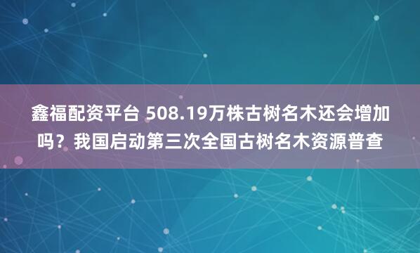 鑫福配资平台 508.19万株古树名木还会增加吗？我国启动第三次全国古树名木资源普查