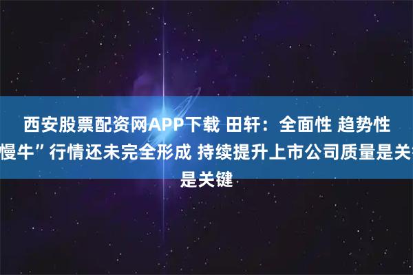 西安股票配资网APP下载 田轩：全面性 趋势性“慢牛”行情还未完全形成 持续提升上市公司质量是关键