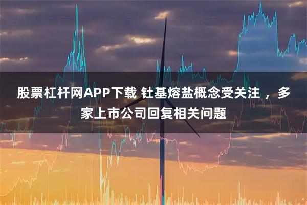 股票杠杆网APP下载 钍基熔盐概念受关注 ，多家上市公司回复相关问题