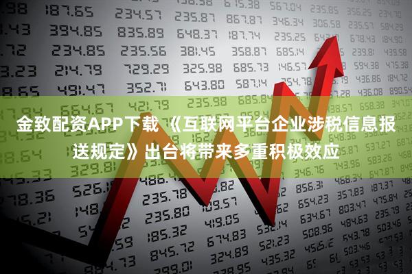 金致配资APP下载 《互联网平台企业涉税信息报送规定》出台将带来多重积极效应