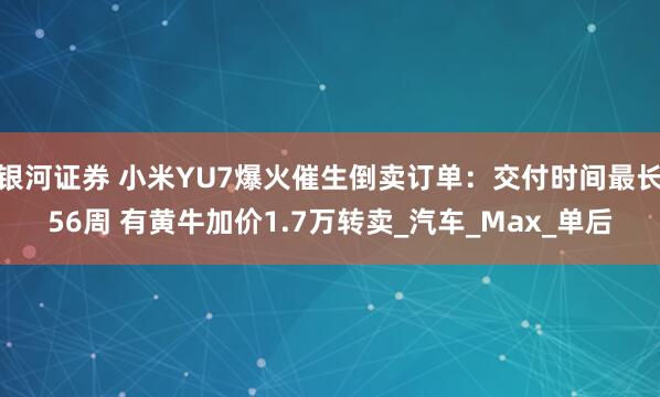 银河证券 小米YU7爆火催生倒卖订单：交付时间最长56周 有黄牛加价1.7万转卖_汽车_Max_单后